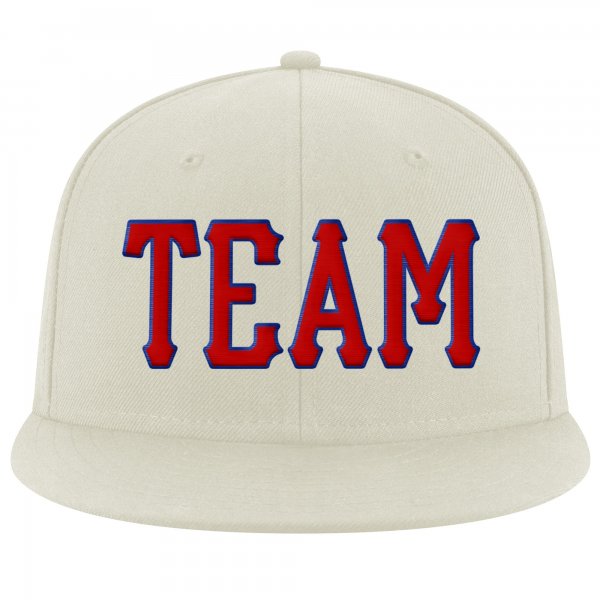 Custom Cream Red-Royal Stitched Adjustable Snapback Hat