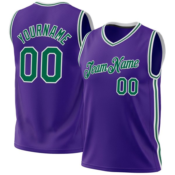 Custom Purple Kelly Green-White Authentic Throwback Basketball Jersey