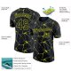 Custom Black Neon Yellow 3D Pattern Design Abstract Network Performance T-Shirt