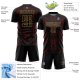 Custom Black Red-Old Gold Geometric Shapes Sublimation Soccer Uniform Jersey