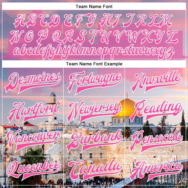 Custom Pink Light Pink-White The Dome Of The Rock Jerusalem Israel City Edition 3D Bomber Full-Snap Varsity Letterman Jacket