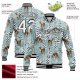 Custom Teal Black-White Winter Snowy Landscape With Deer 3D Pattern Design Bomber Full-Snap Varsity Letterman Jacket