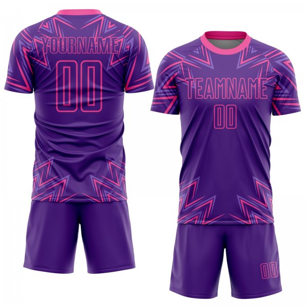 Custom Purple Pink Geometric Shapes Sublimation Soccer Uniform Jersey